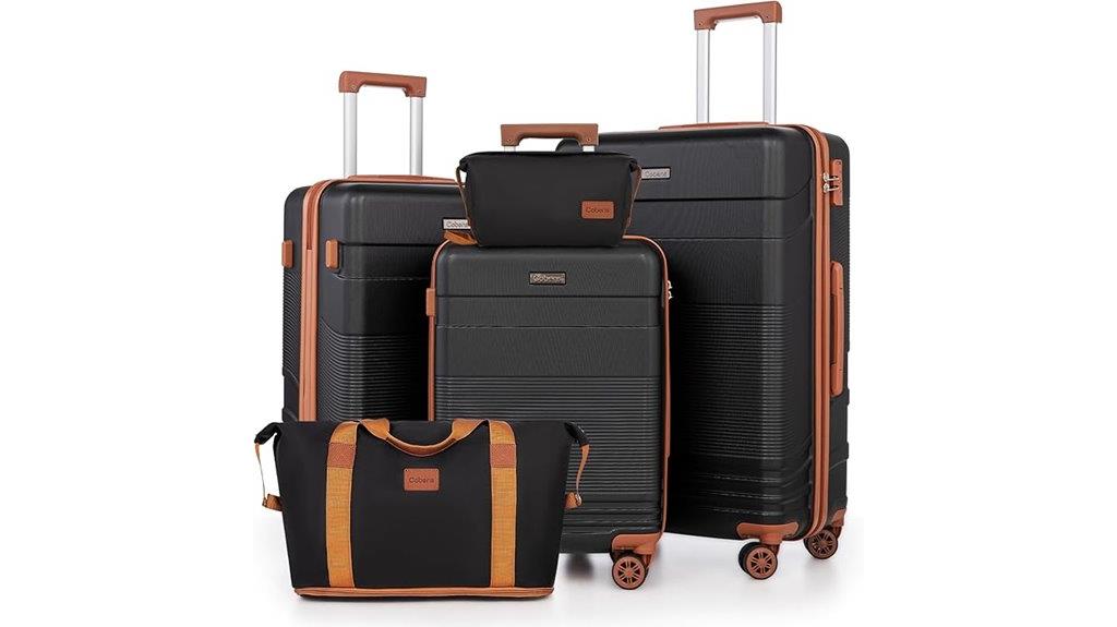five piece spinner luggage set