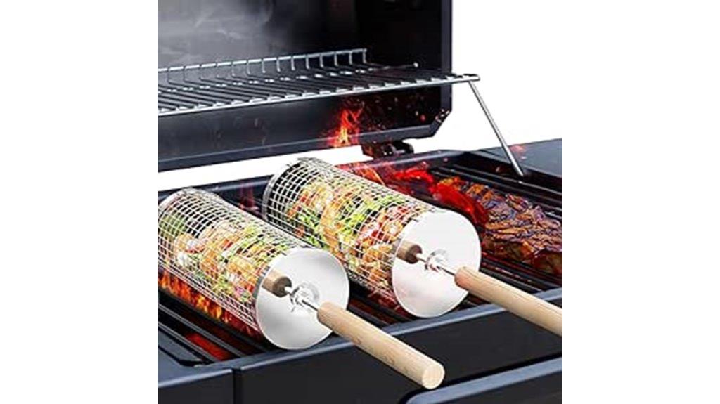 outdoor grilling with wooden handle