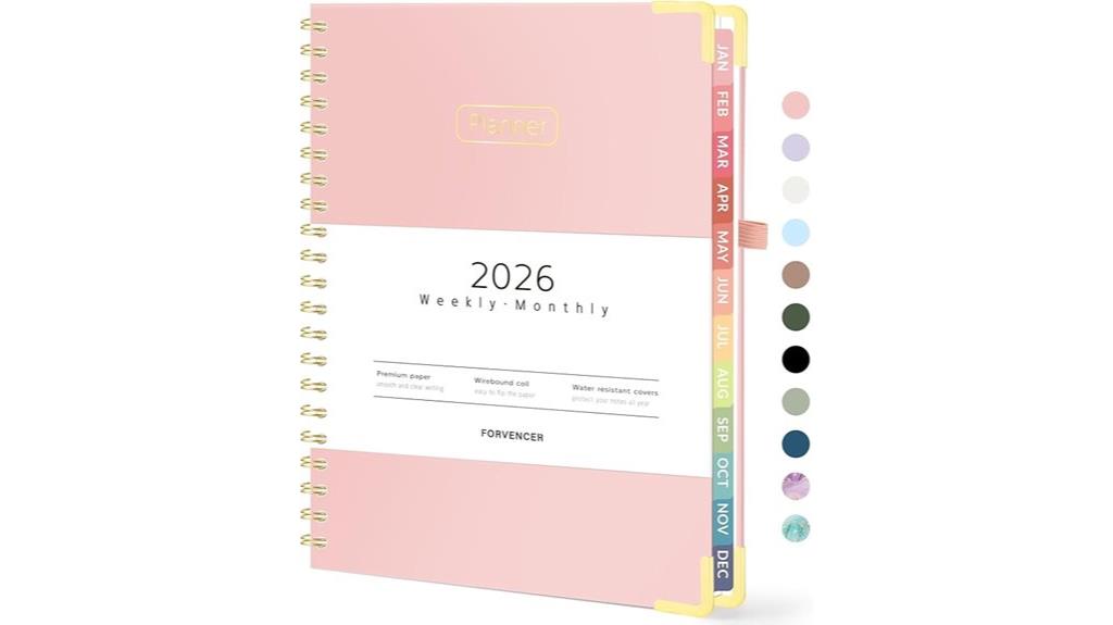pink hardcover weekly planner