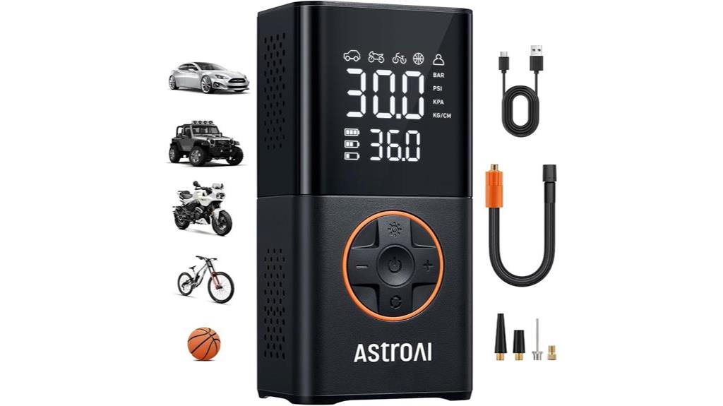 portable dual display tire inflator