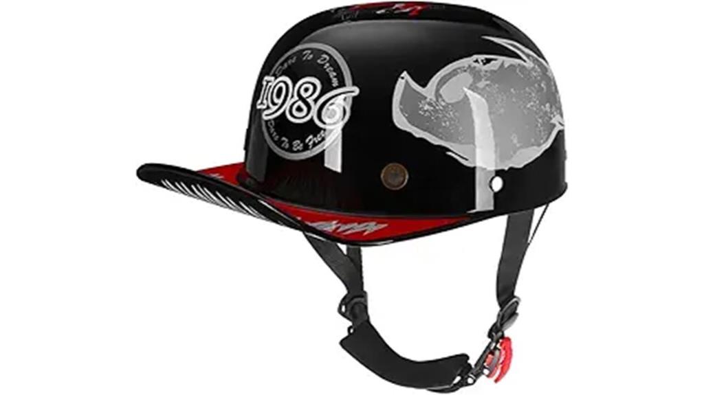 retro baseball motorcycle helmet