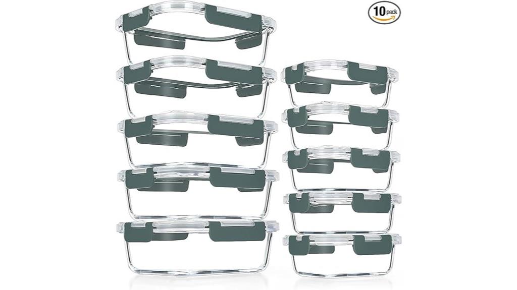 ten glass meal prep containers