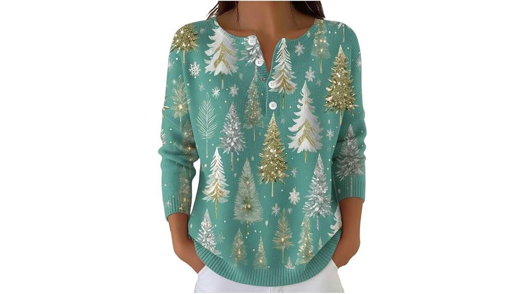 women s christmas v neck tops