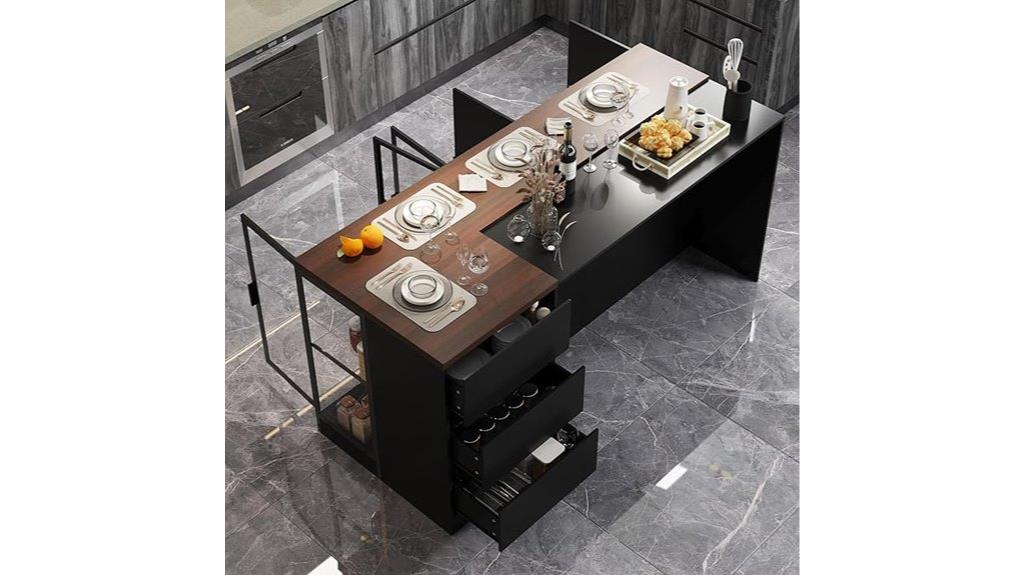 wooden kitchen island with storage