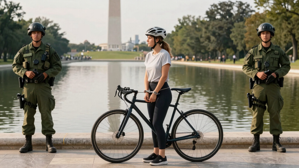 Cyclist handcuffed at Reflecting Pool as National Guard deployed